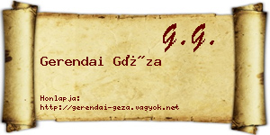 Gerendai Géza névjegykártya